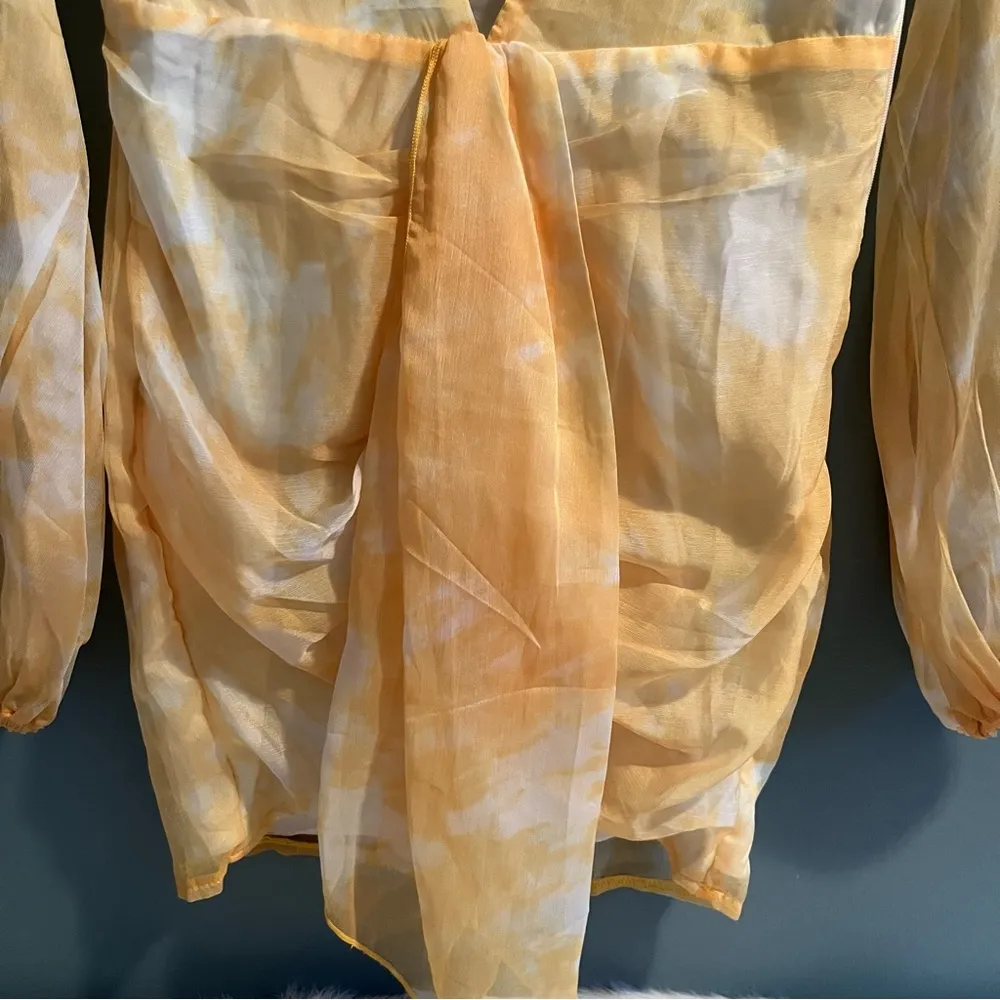 Pretty Little Thing Chartreuse Tie Dye Chiffon Bodycon Dress - Image 7