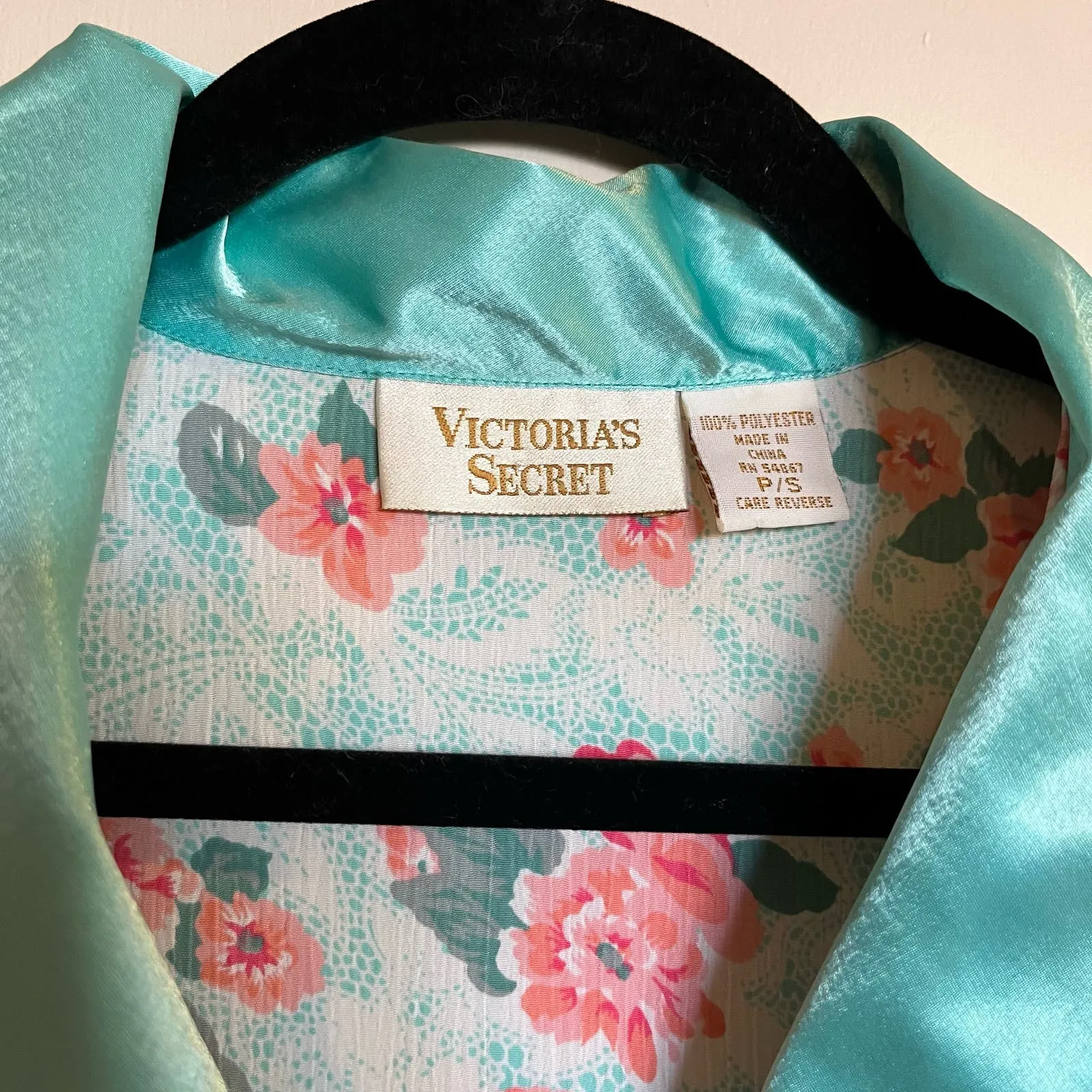 Vintage Victoria's Secret Gold Label Pajama Shirt Robe Button Front Floral Small - Image 5