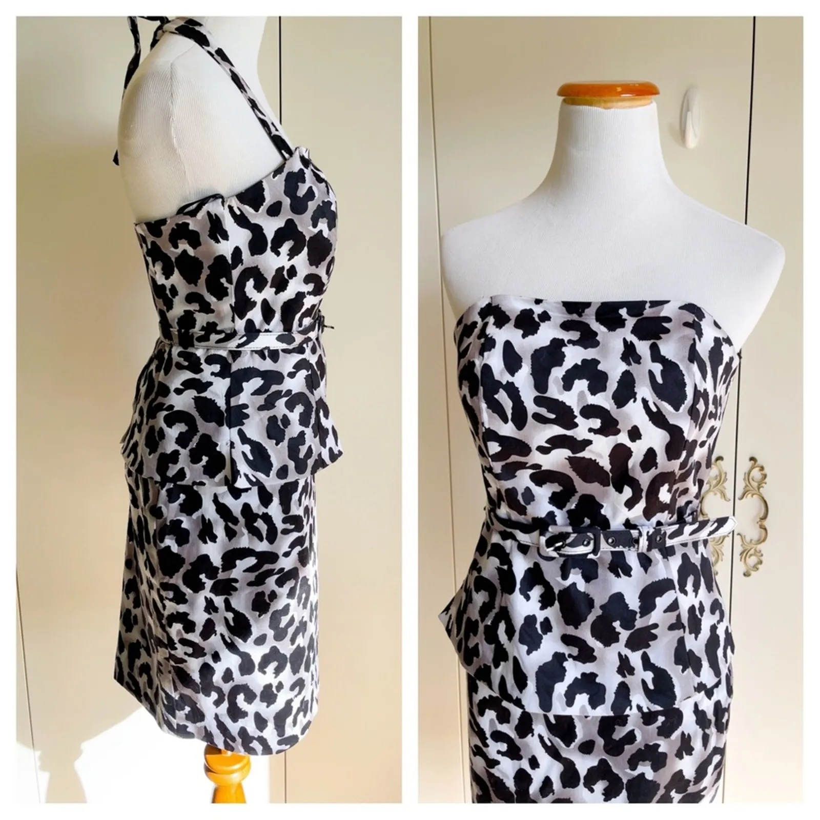 Vintage y2K 90s Animal Print Pencil skirt Top Set Black Grey Sexy Vampy Clubwear - Image 8