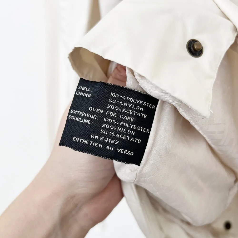 [Cole Haan] Cream Long Sleeve Utility Pocket Raincoat Packable Hood Size Large L - Image 12