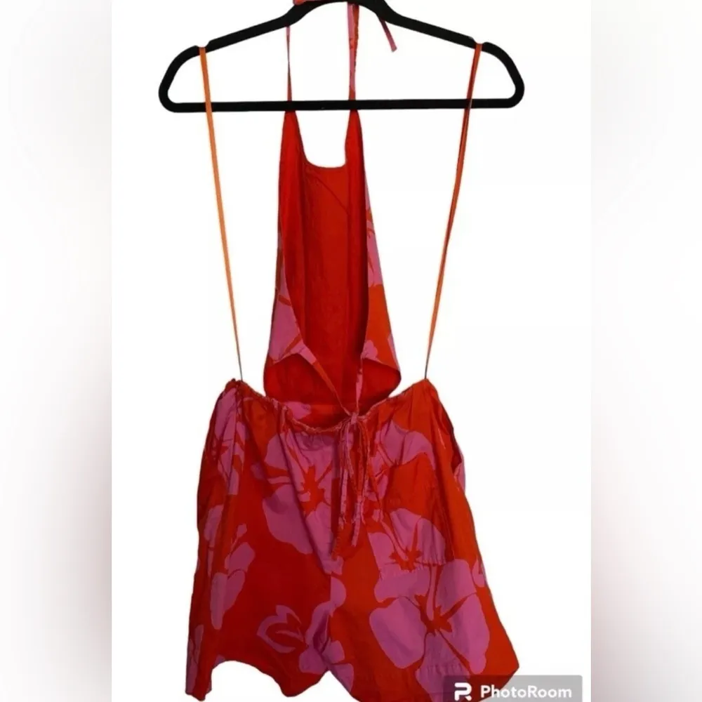 STAUD Georgia Floral Cotton Romper Red Size 8 - Image 6