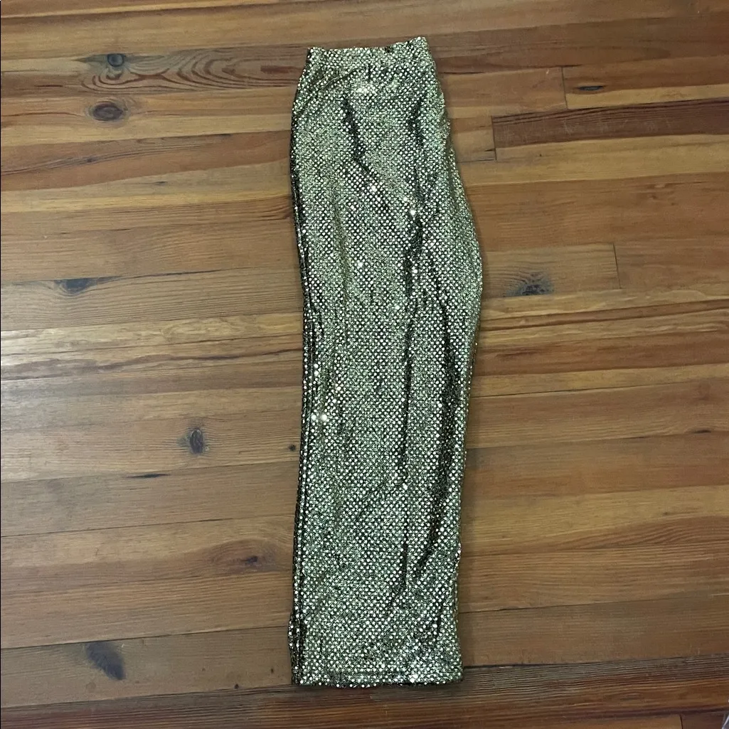 Venezia Jeans VTG Gold Metallic Disco Pants Womens Size 14/16 Costume Party 70s - Image 4