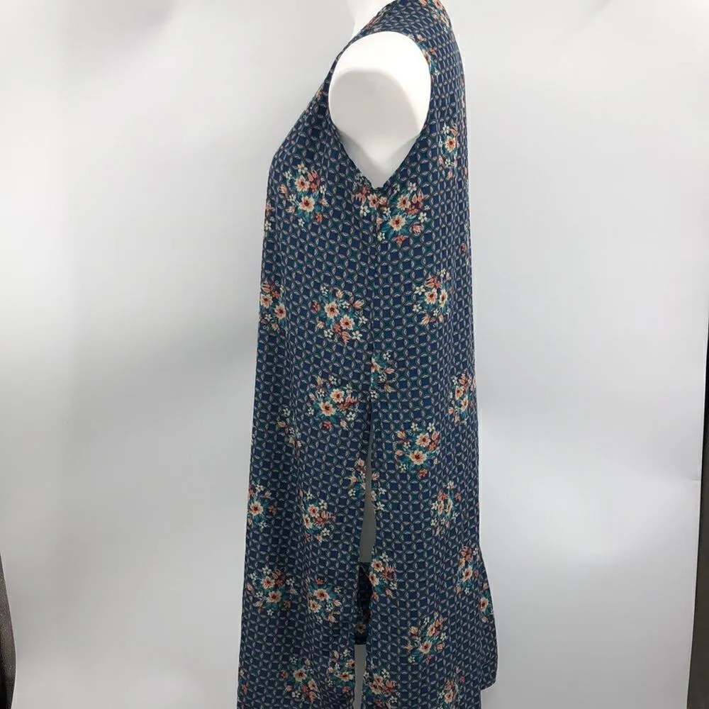 Lularoe small teal orange sleeveless open cardigan duster - Image 5