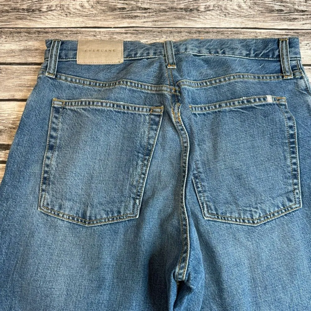 Everlane Women's Distressed Ripped Straight Leg Button Fly Tapered Jeans 31 Blue - Image 7