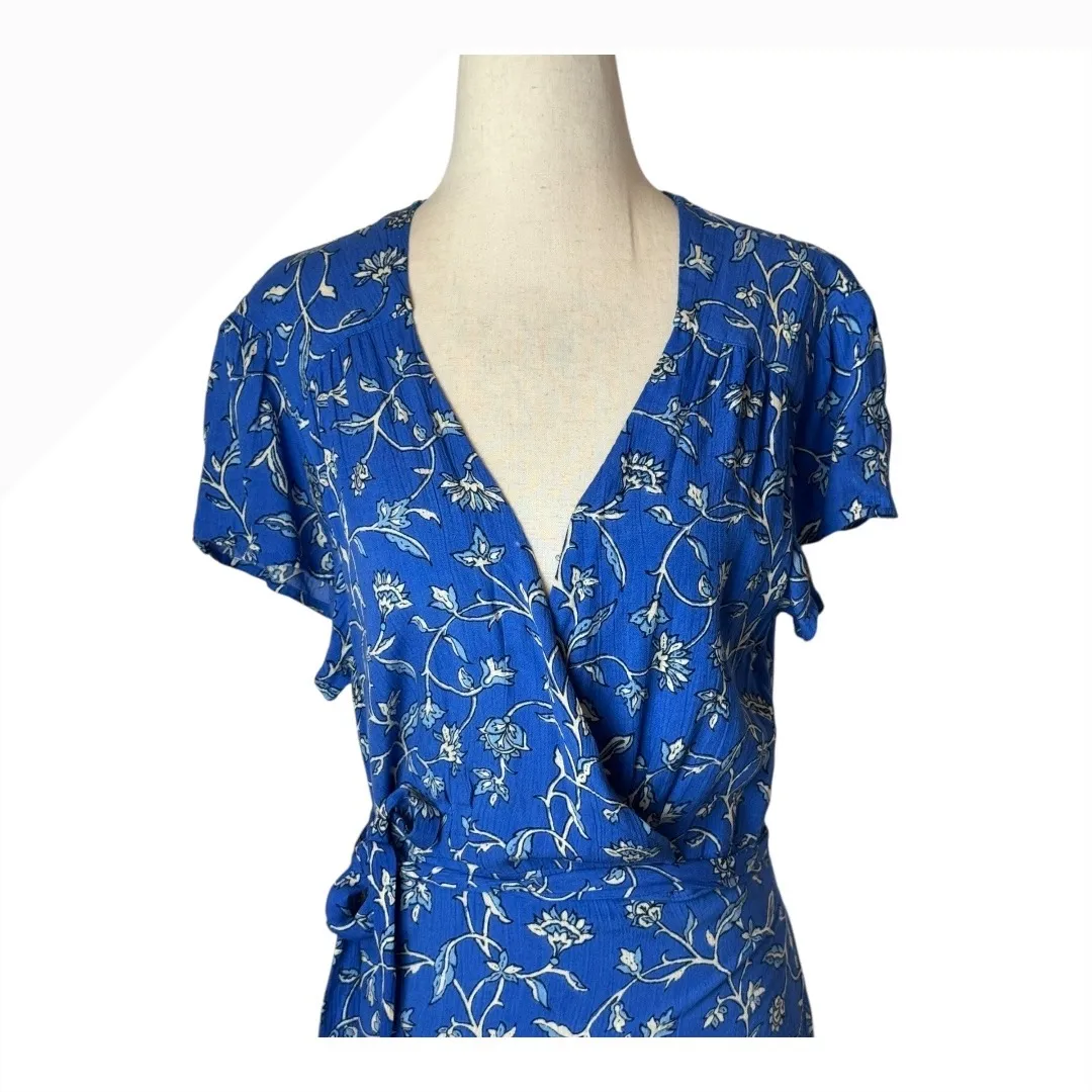 Amuse Society Dress Women Medium Blue Coast Floral Summer Safari Wrap Maxi Boho‎ - Image 5