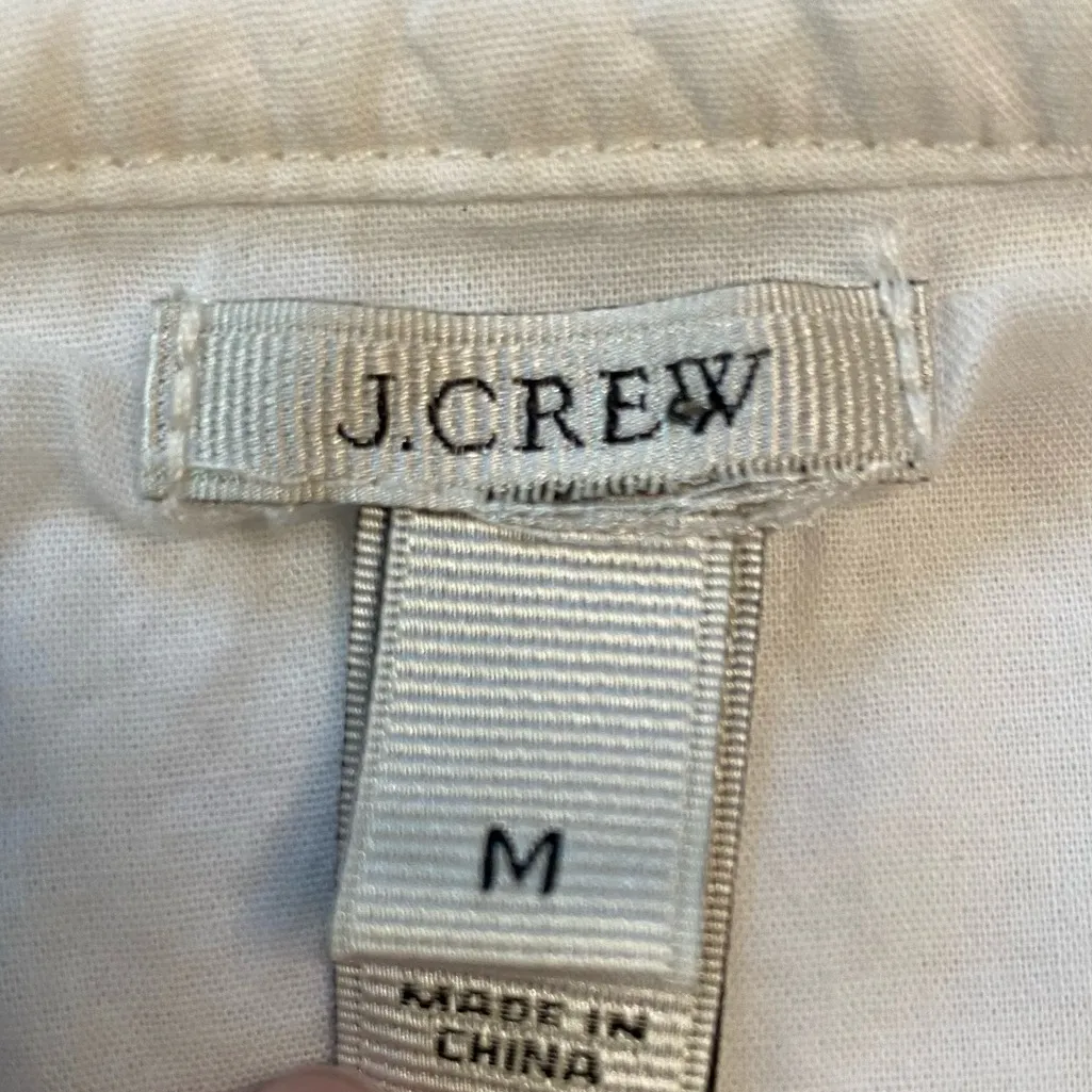 J. Crew White and Heathered Grey Cotton Partial Button Down Sweater - Image 7