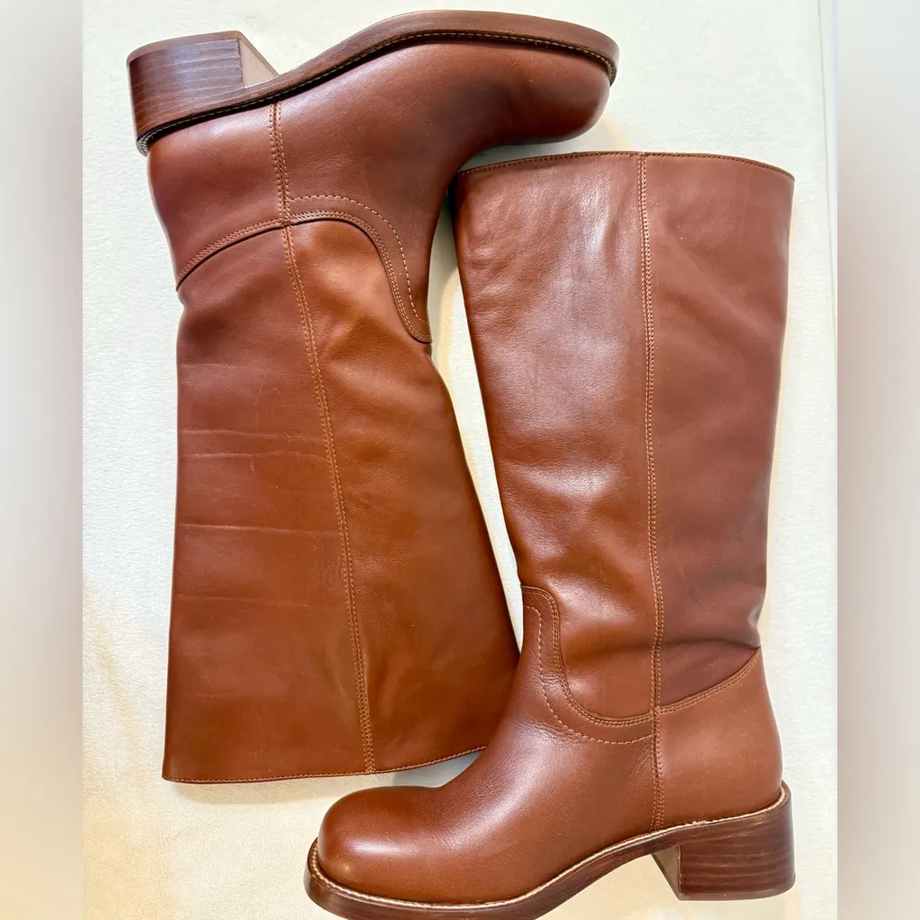 Steve Madden Riggs Rust Leather Wide Calf Boots Size 9 - Image 9
