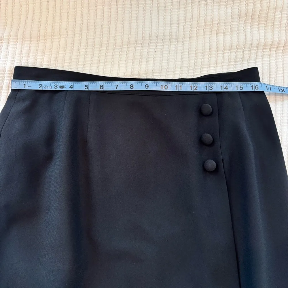 Kasper & Company A.S.L. Vintage Women's Black Wrap Pencil Skirt Button Detail 16 - Image 9