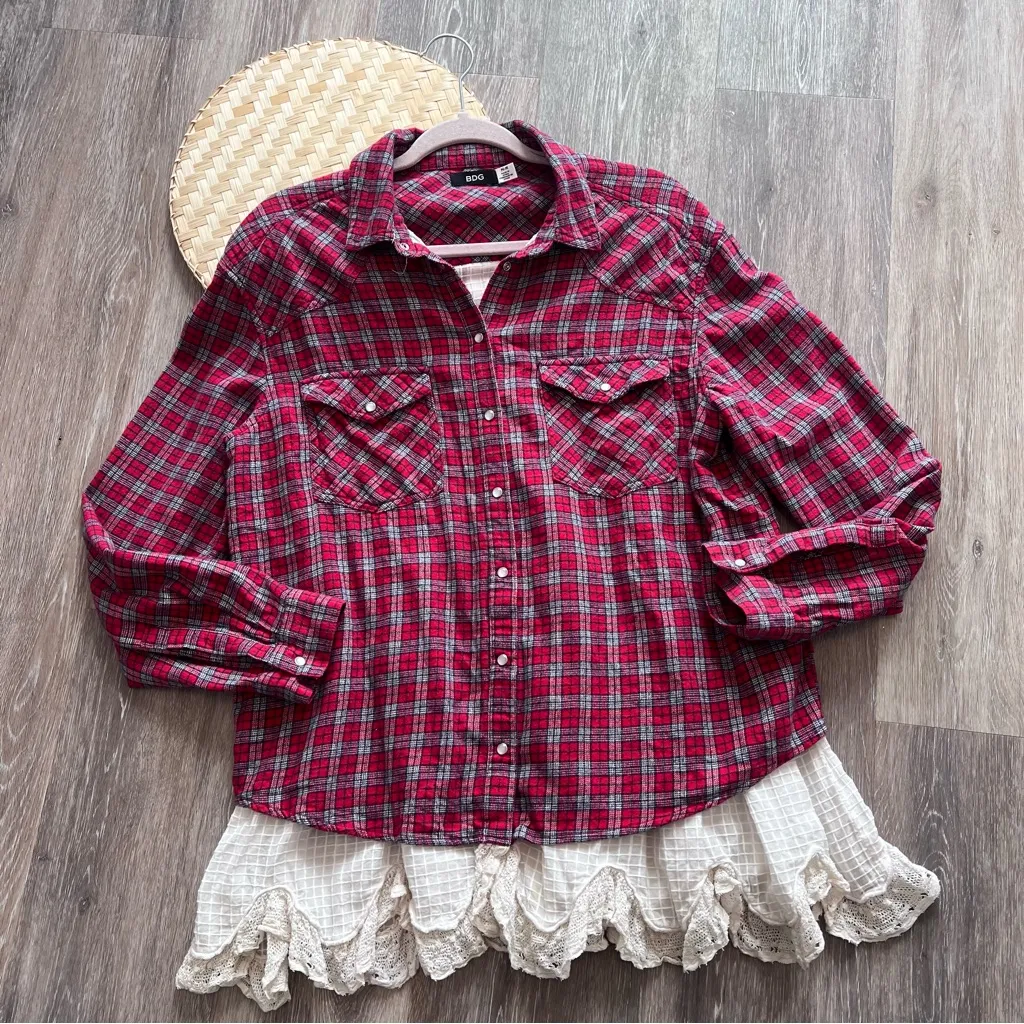 Urban outfitters BDG lace trim‎ flannel - Image 2