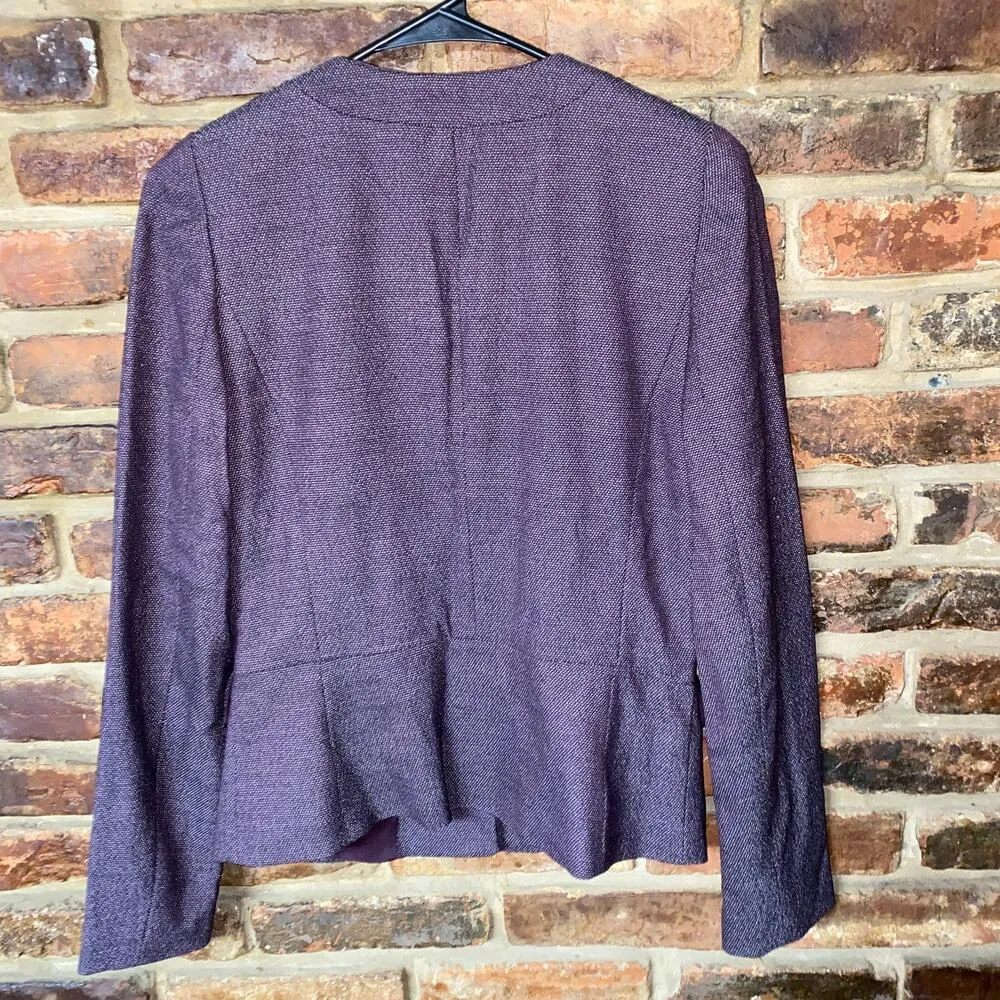 Ann Taylor Burgundy Tweed Button Down Jacket Women's Size 0 - Image 6