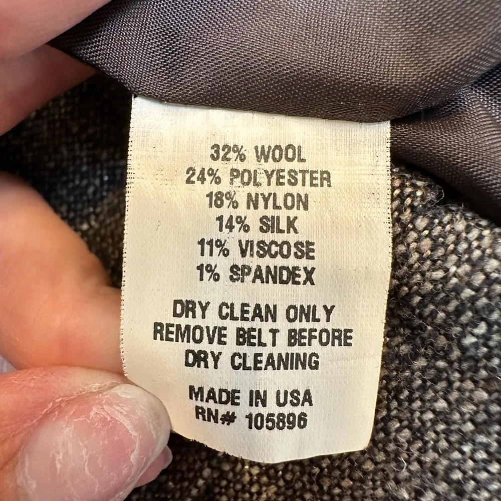 Vintage W by Worth Wool Silk Earthy Neutrals Minimalist Midi Pencil Skirt Size 4 - Image 9