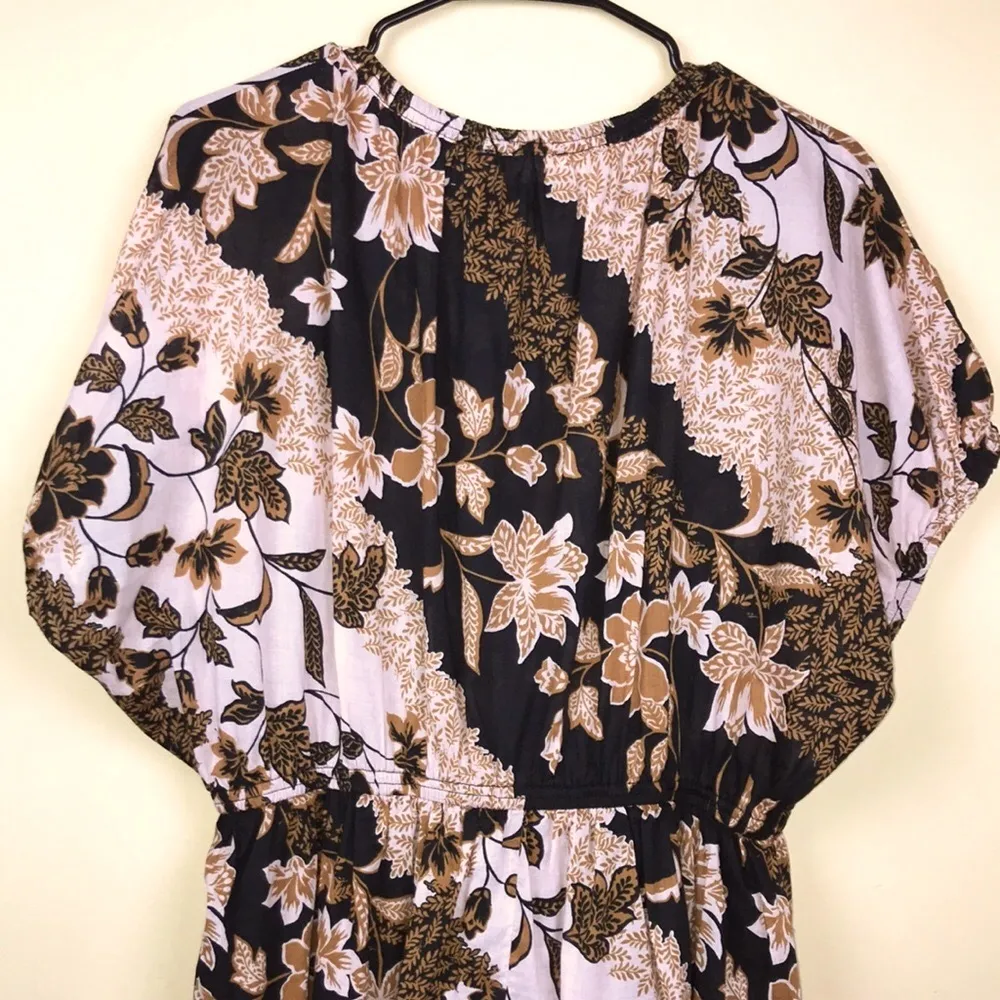 Olivaceous Women’s Floral Print Keyhole Front Bat Wing A-Line Mini Dress - Image 7