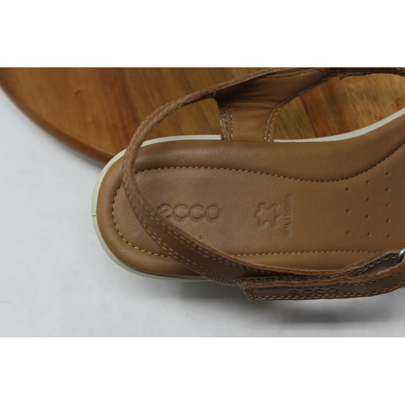 ECCO Womens Felicia Leather Wedge Sandals‎ Brown Bronze Adjustable Strap Size 7 - Image 9