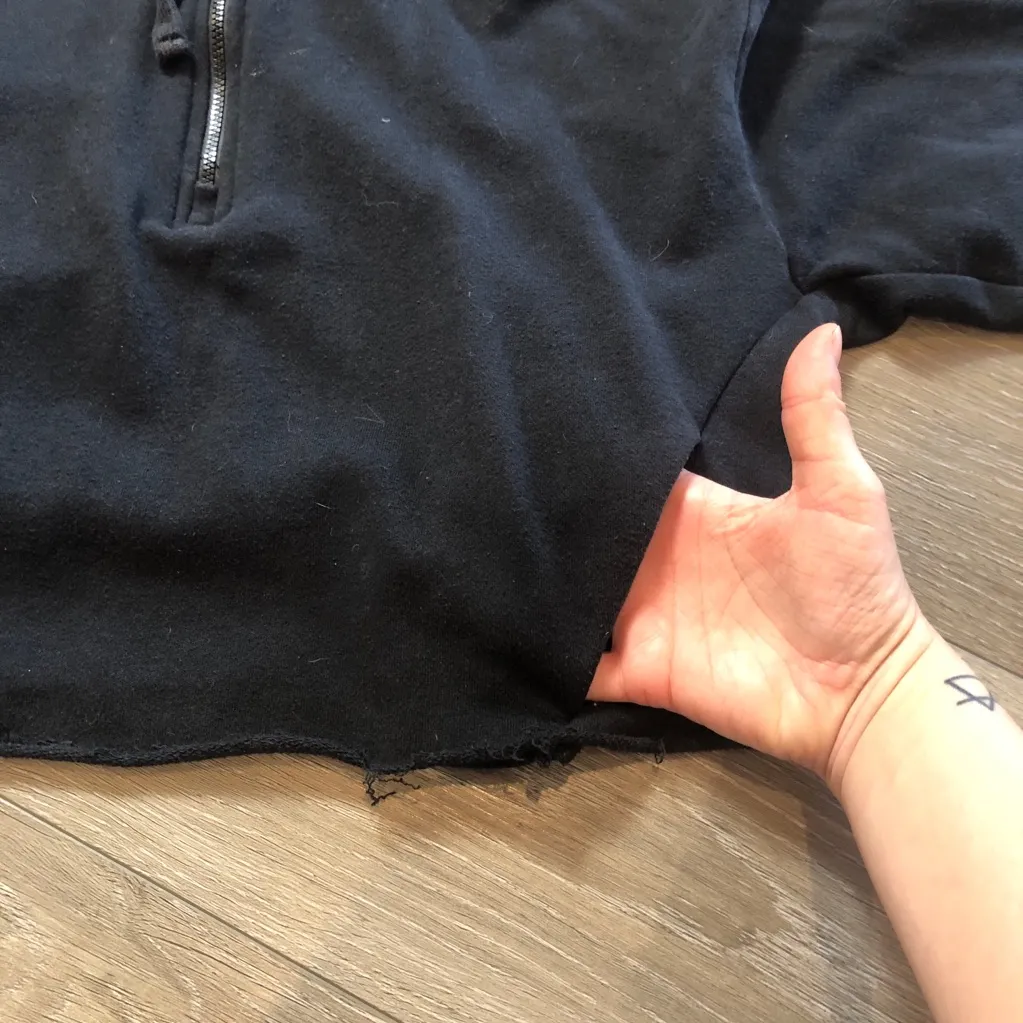 Fabletics Hallie Terry Cloth Black Lightweight Crop Hoodie Size Small With Hood - Image 8