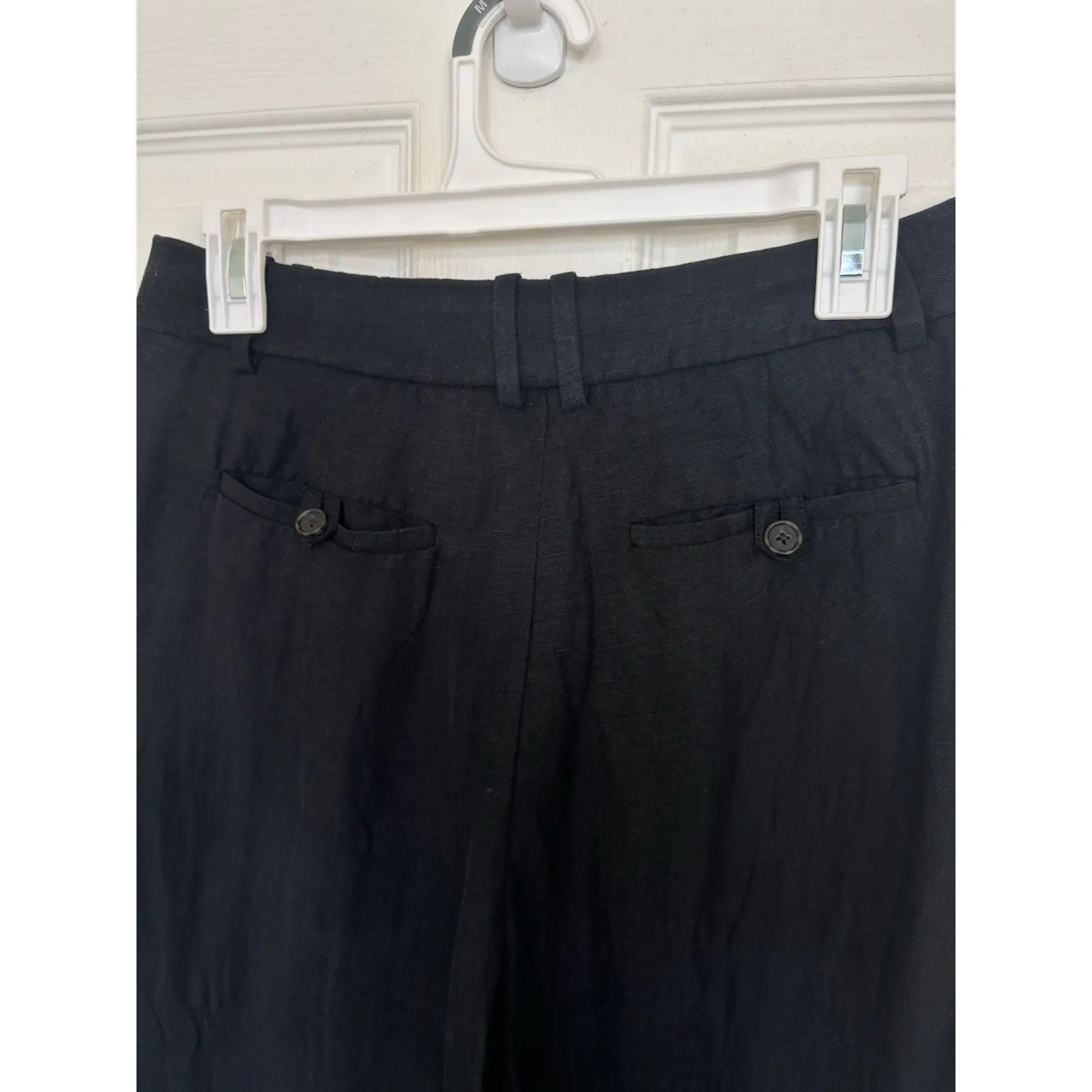 J Crew Linen Blend Black Wide-Leg Cropped Pants Size 6P Classic Comfy Beach - Image 5