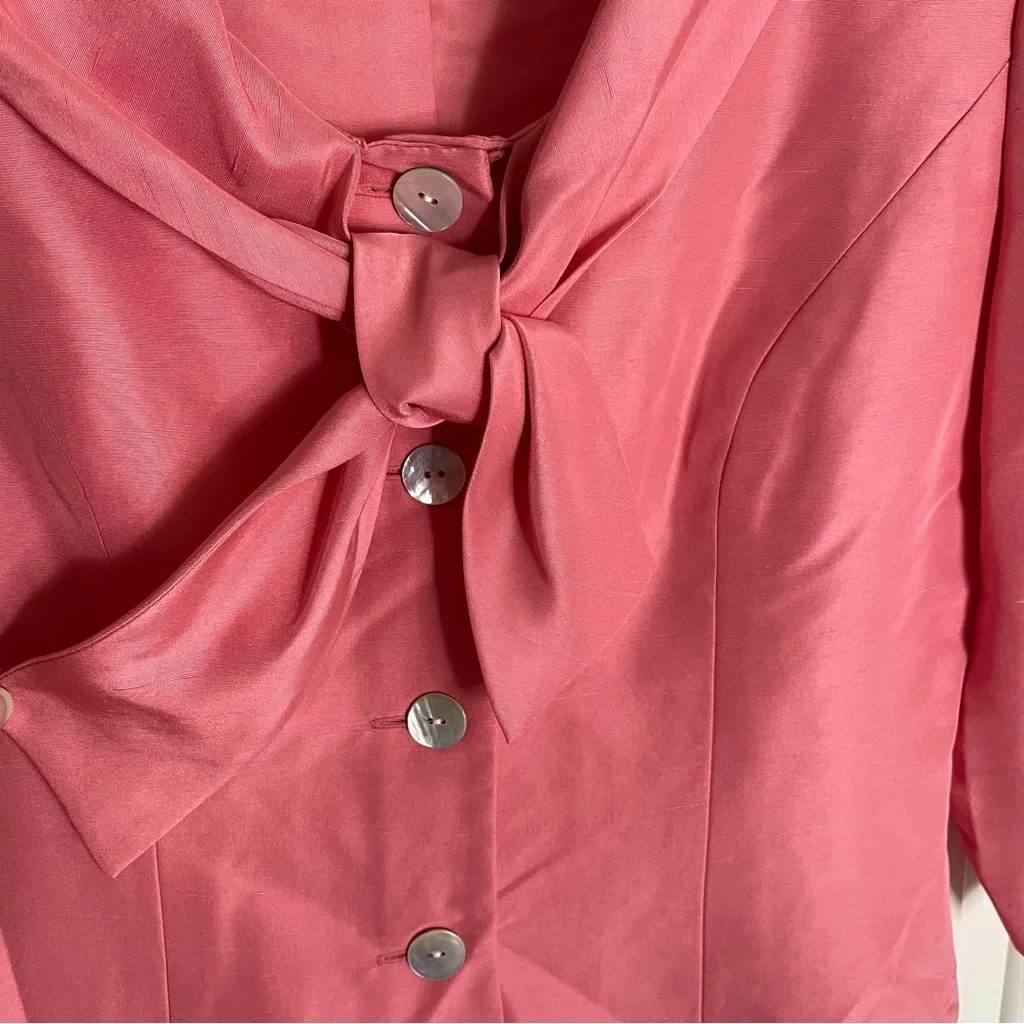 Vintage y2k Talbots Pink Silk Blazer and Knee Length Pencil Skirt Set Size 4 - Image 4