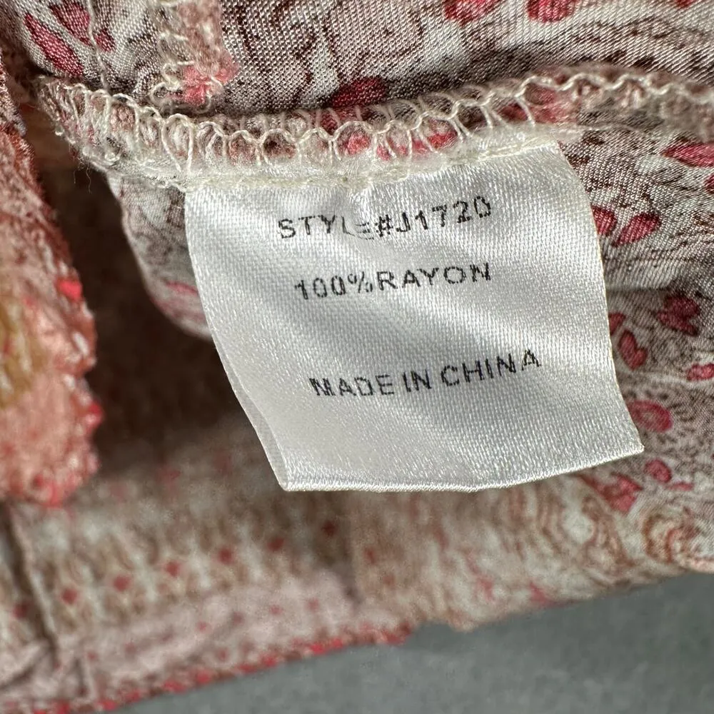 Jodifl Flowy Tunic Tank Top Women's Small High Low Cut Out Pink Brown Sleeveless - Image 6