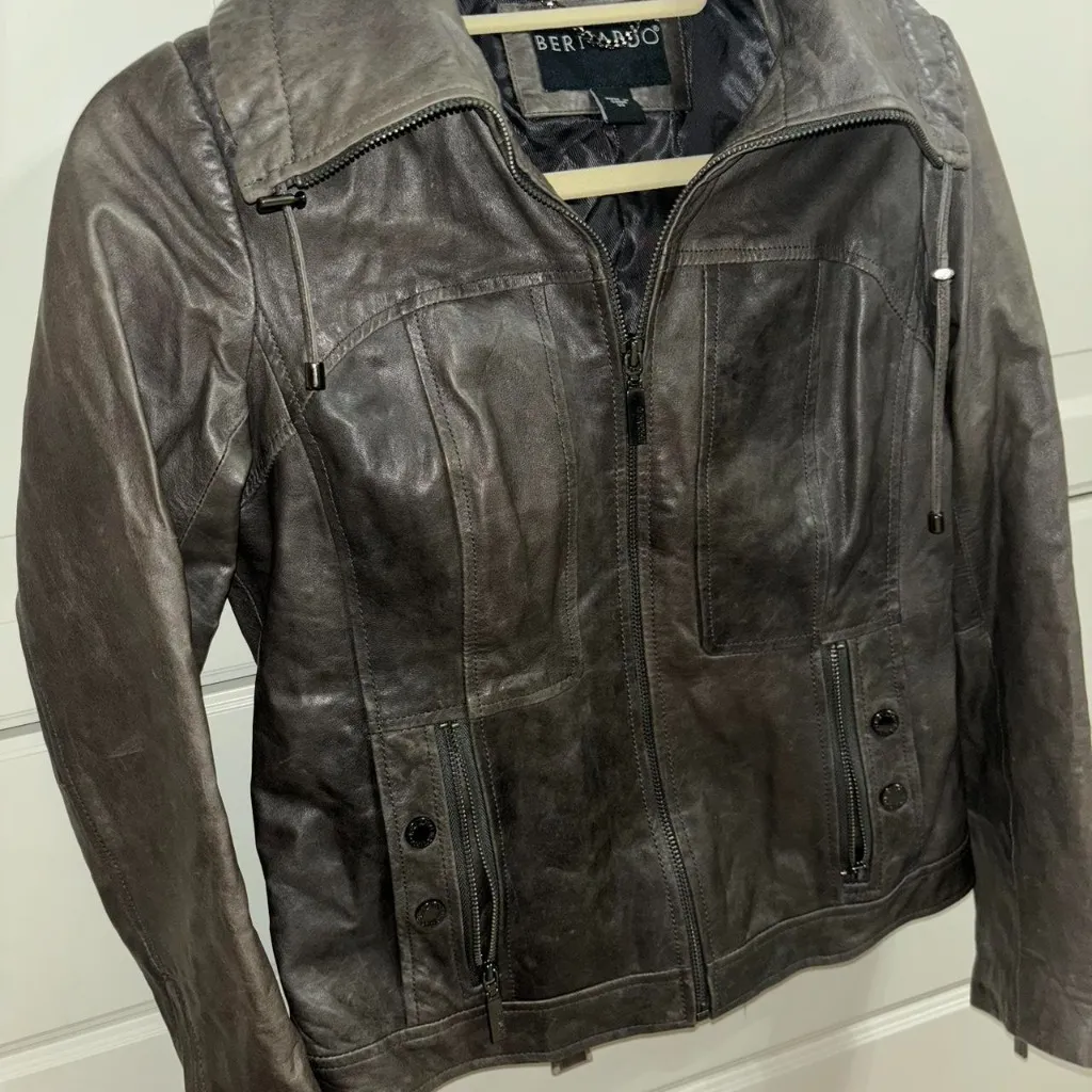 Bernardo leather hooded jacket - Image 2