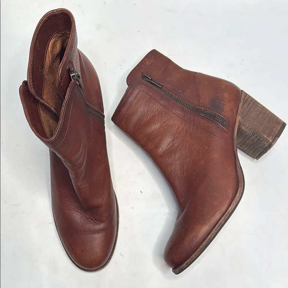 Frye Addie Double Zip Brown Leather Ankle Boots S-242 Sz 11 - Image 3