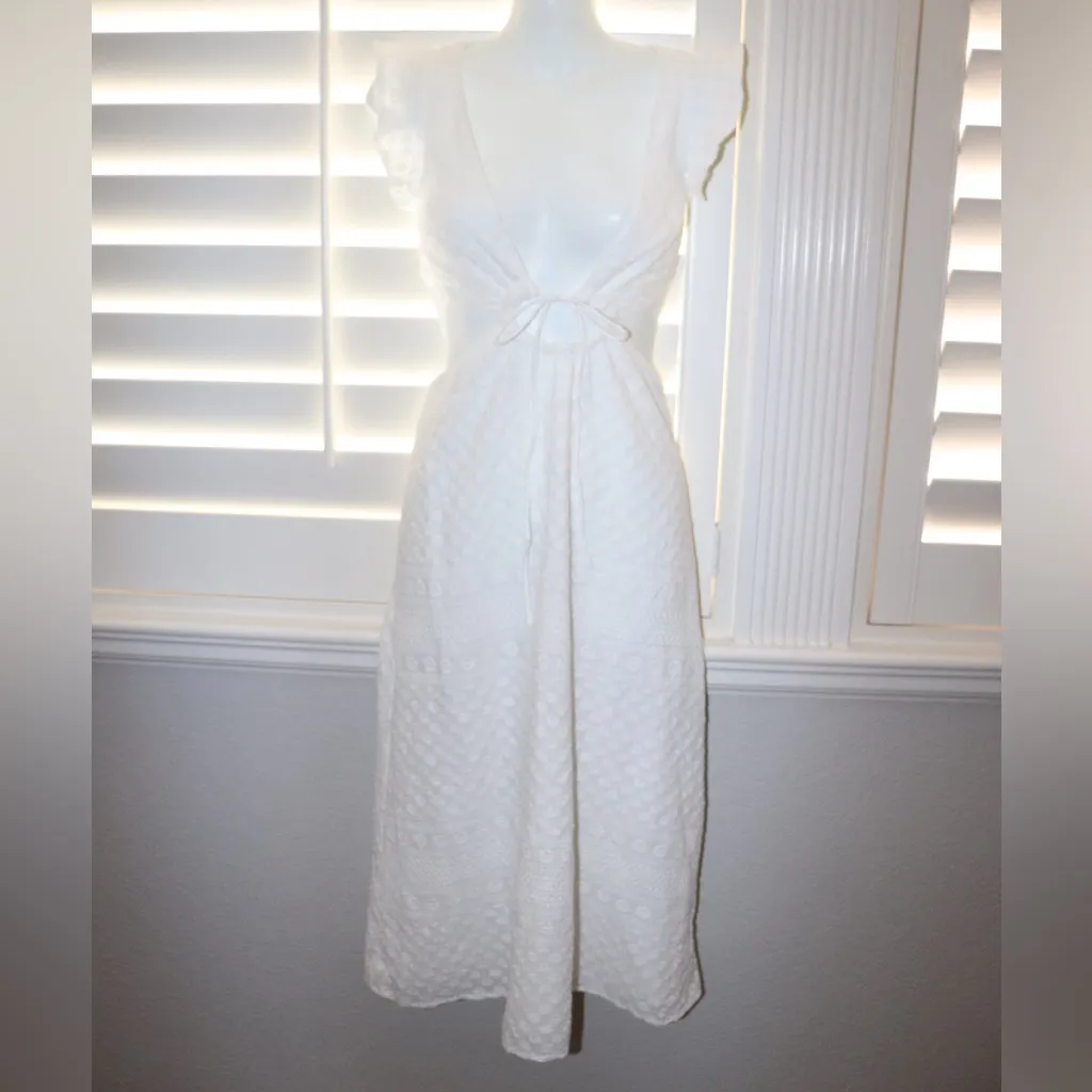 Hello Molly  Wondering Faes Midi White Dress Size 2 - Image 4