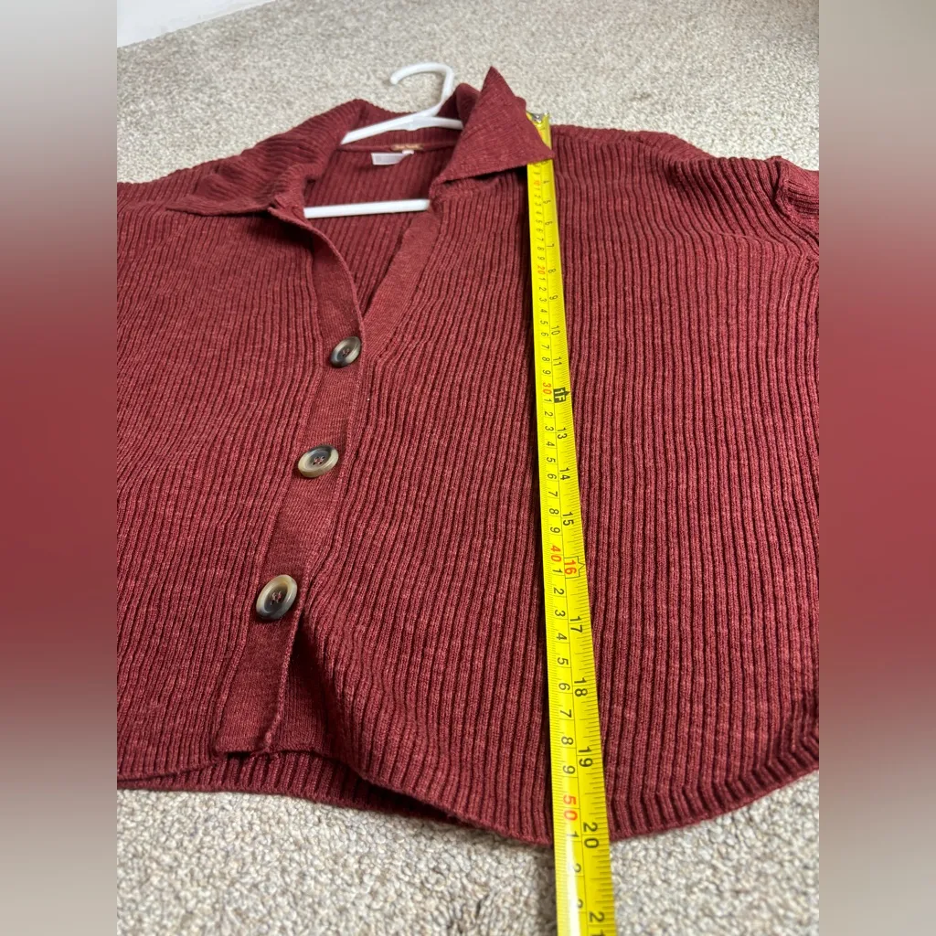 Free People Ella Button-Up Sweater Cardigan Russet Acorn Womens M - Image 7