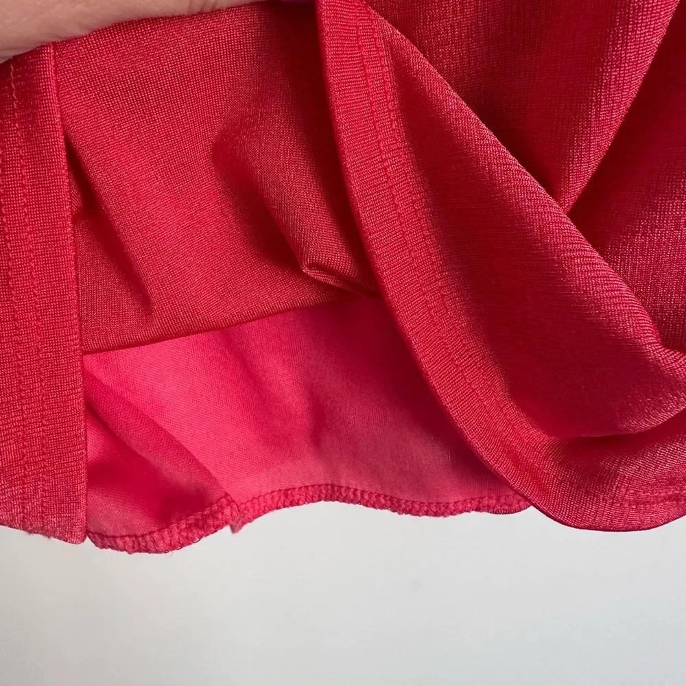 NWT 21 Saints Red Coral Ruched Mini Bodycon Dress Size Medium Christmas NYE Pink - Image 6