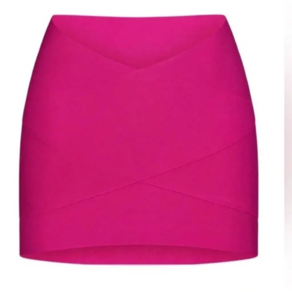 NWT SKIMS  KNIT SWIM MINI SKIRT In Magenta Pink Stretch SZ-3X - Image 3