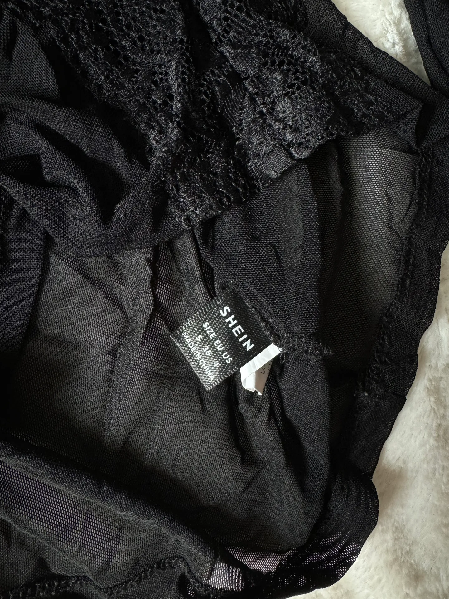 Black Long Sleeve Lace Mesh Top - Image 4