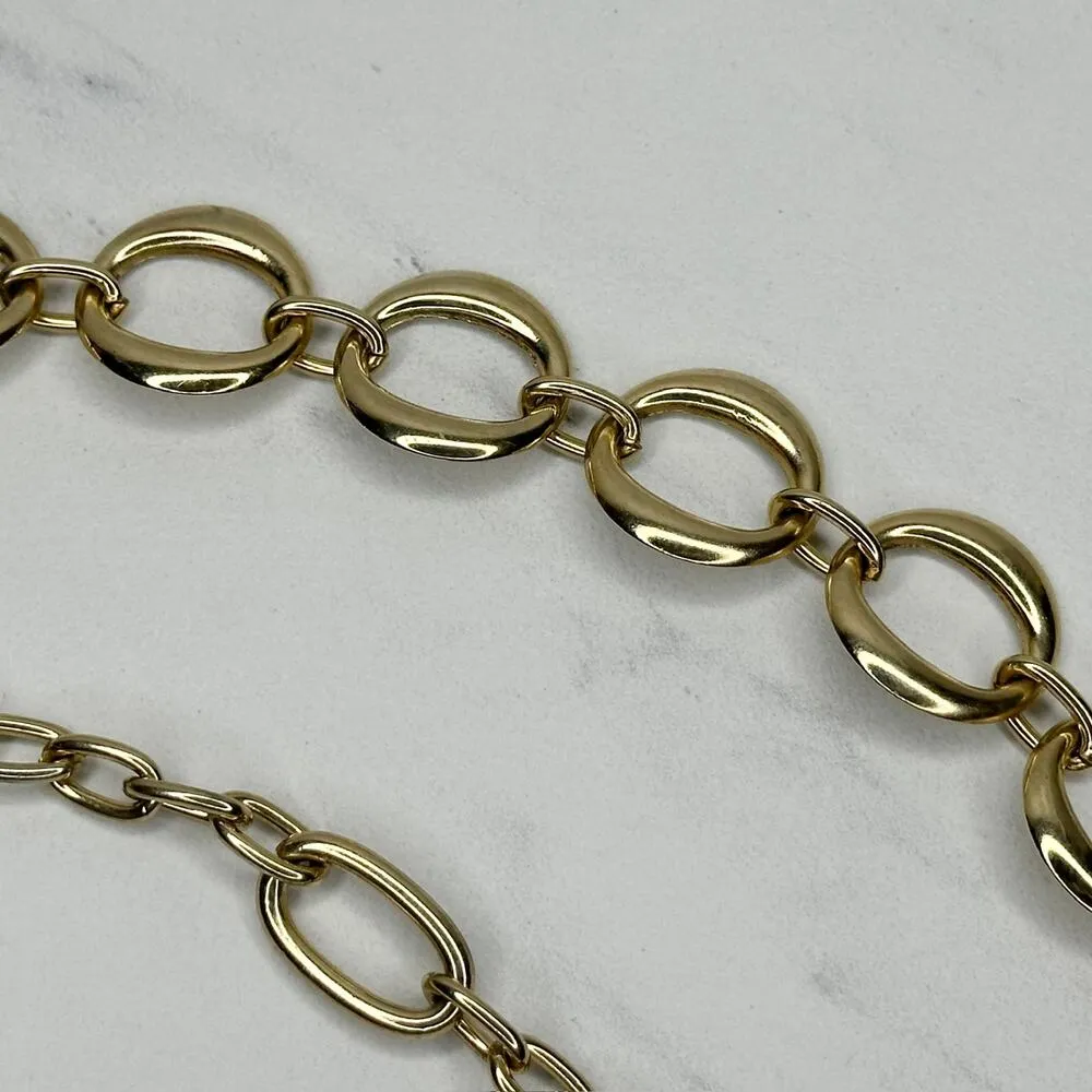 Liz Claiborne  Open Hoop Gold Tone Metal Chain Link Belt OS One Size - Image 6