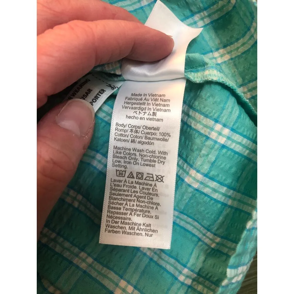 J. Crew NWT Women's Green Seersucker Ruffleneck Plaid Dress - Size 6 - Image 6