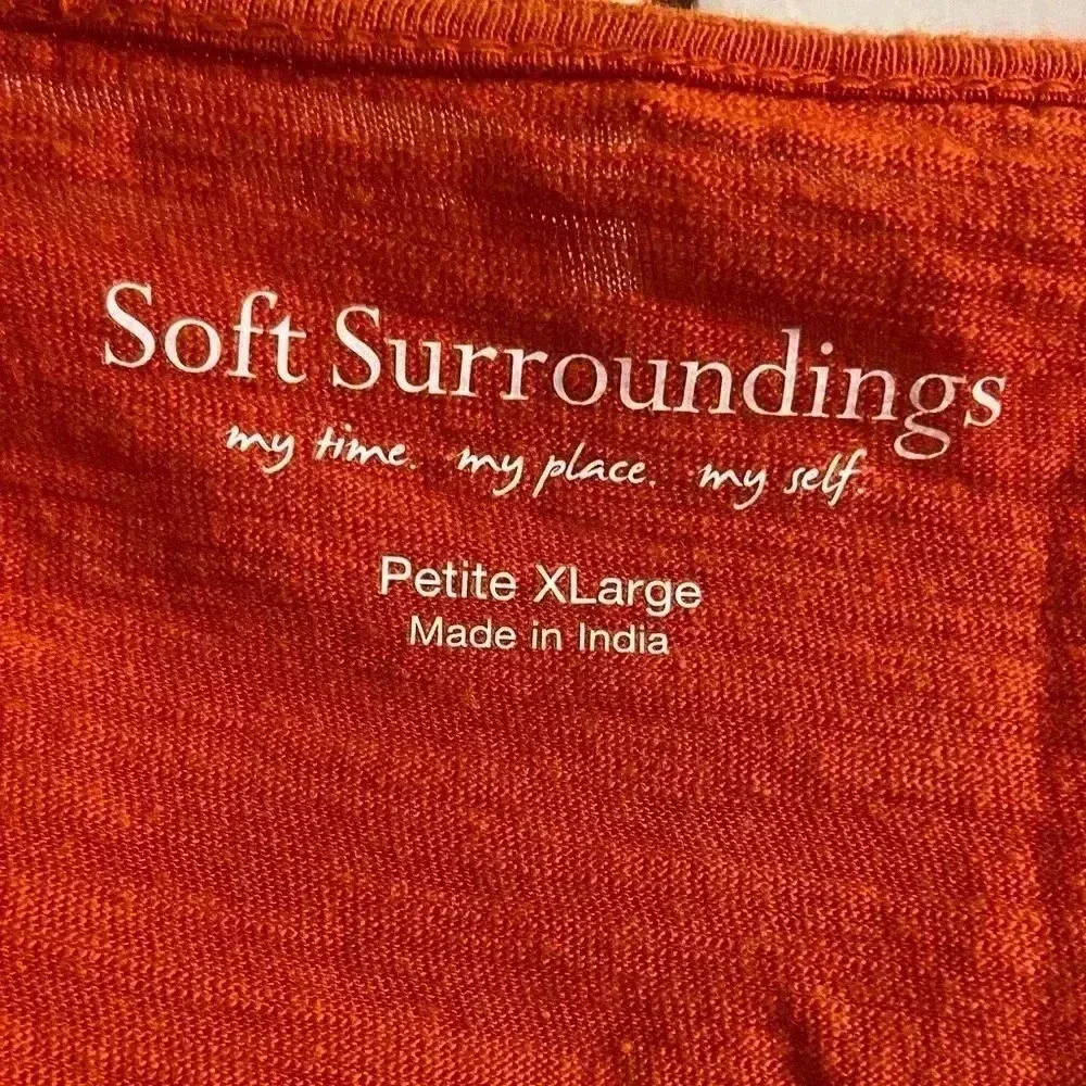 Soft Surroundings Tunic Top 3/4 Sleeves Orange XL Petite - Image 7