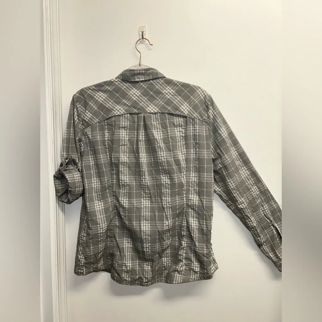 REI Gray Plaid Women's Button Down Hiking Shirt Size L - Image 4