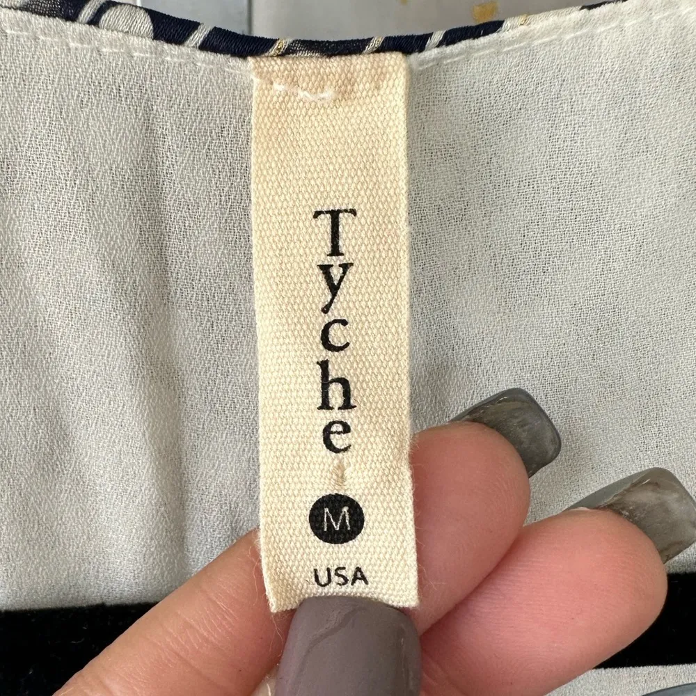 Tyche Starlet Print Oversized Caftan Batwing Chic Front Ruched Hemline Top M - Image 10