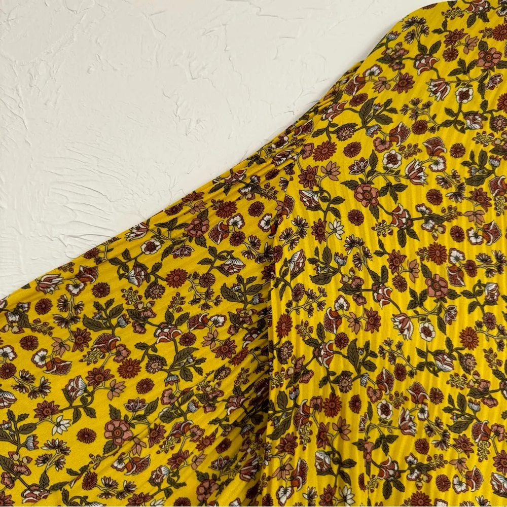 Max Studio Yellow Ditsy Floral Romantic Blouse Womens S Fall Long Sleeve Ruffled - Image 6