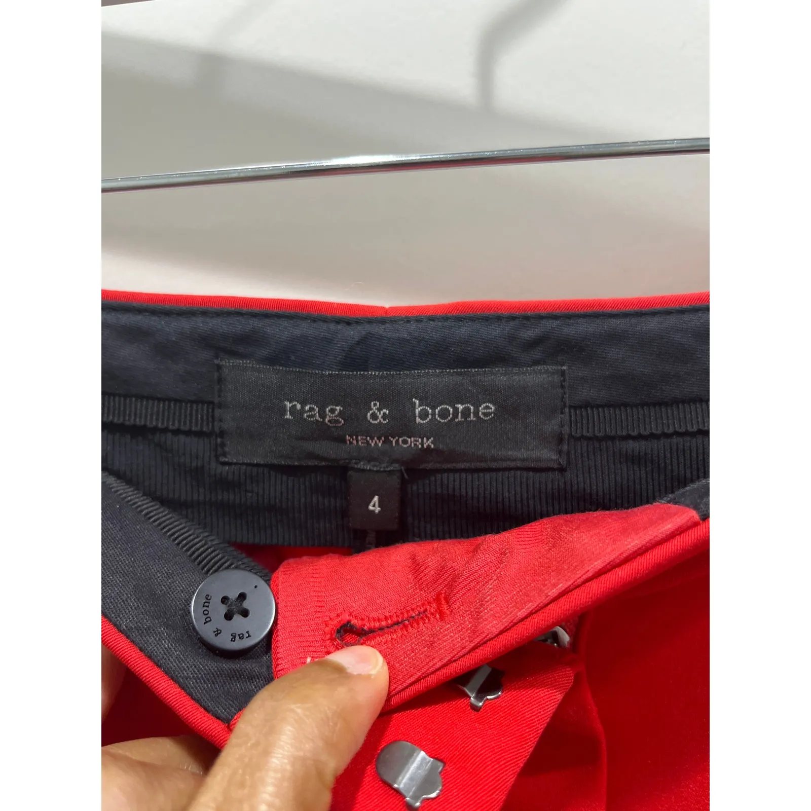 Rag & Bone Red Straight Leg Trousers Sz 4 - Image 5