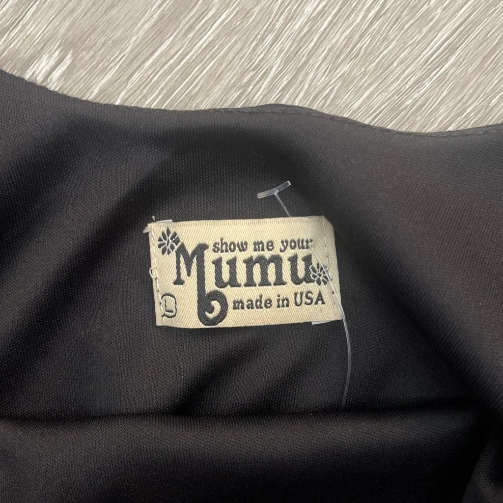 Show Me Your MUMU Womens L Blouse Black Long Balloon Sleeve Low Open Back Size L - Image 3