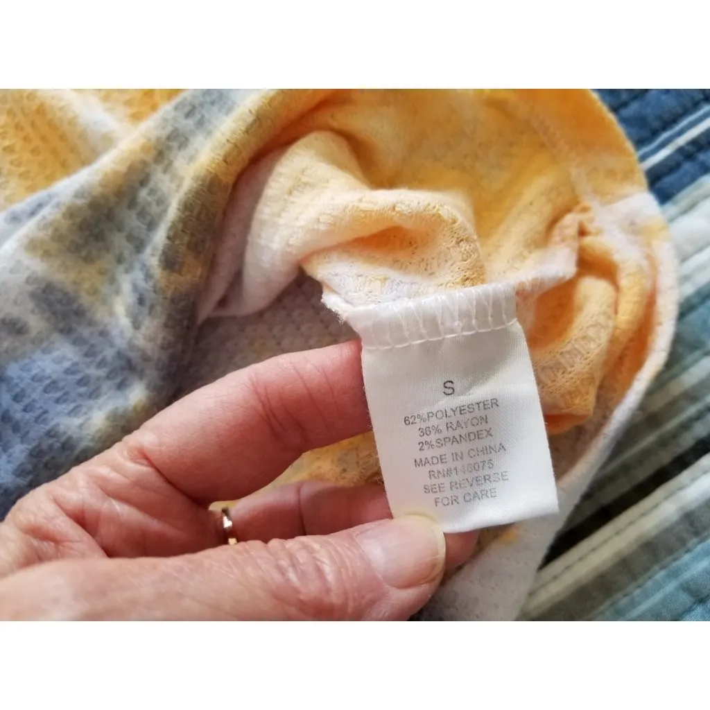 Sweet Romeo Women's Yellow Tie Dye Thermal Thumbhole Long Sleeve Shirt Size S - Image 14