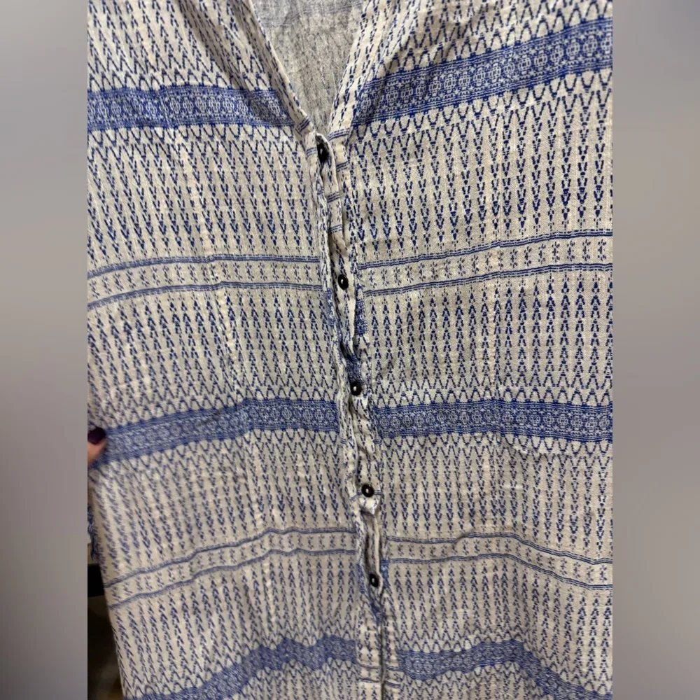 Anthropologie Maeve Yarn Dyed Lena Tunic Top 3/4 long balloon Sleeves Oversized - Image 3