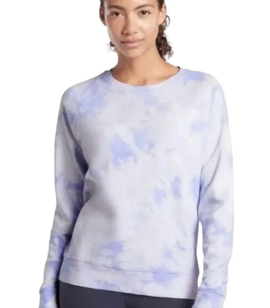 Athleta Sundown Crystal Dye Periwinkle Tie Dye Crewneck Sweatshirt size Small - Image 2