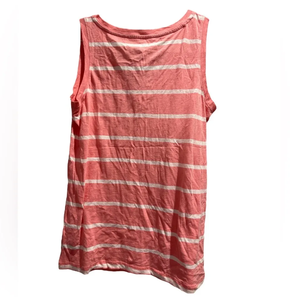 G H BASS & CO Cotton Stripe Coral & White Boat Tank Top Sz Small - Image 3