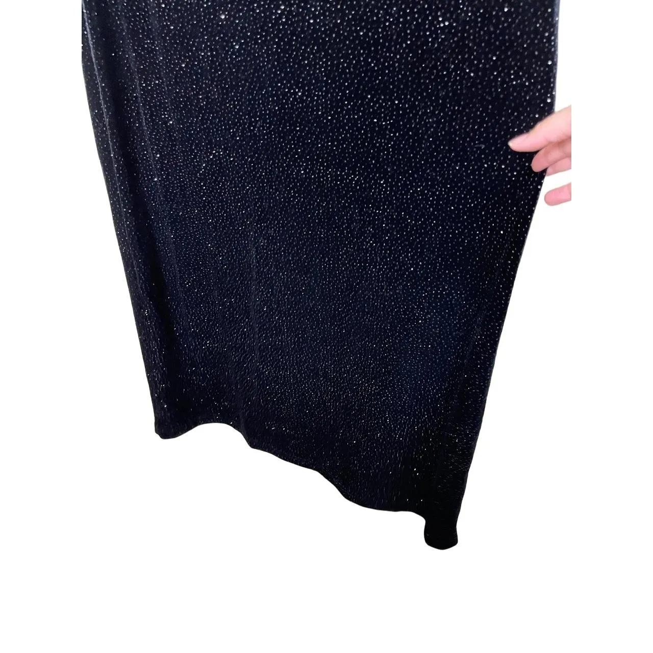 Dawn Joy Dress Black Vintage Maxi Velvet Square Neck Short Sleeve Formal Elegant Size 10 - Image 5