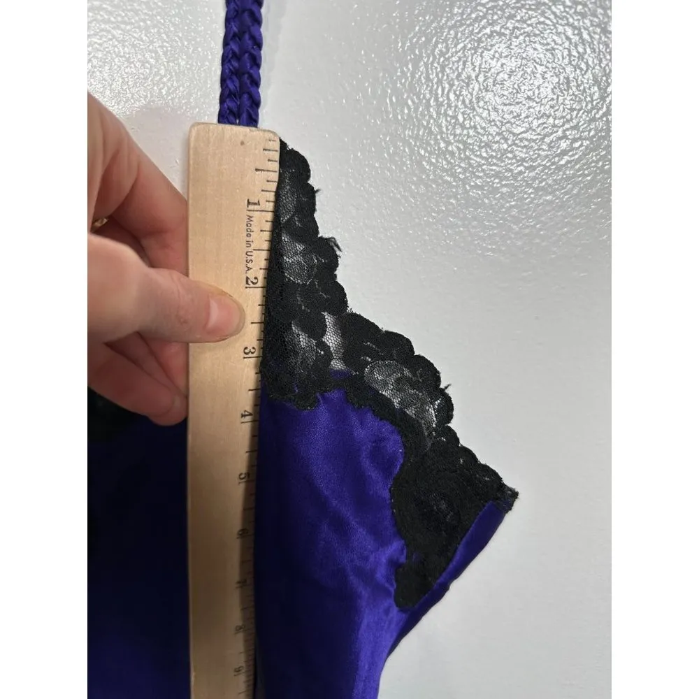 Vintage Victoria's Secret Small Nightgown Slip Purple Black Lace Sexy Polyester - Image 10