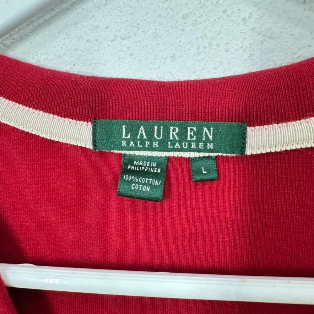 Lauren Ralph Lauren Size‎ Large Vintage V Neck Polo Embroidered Monogram Preppy - Image 4