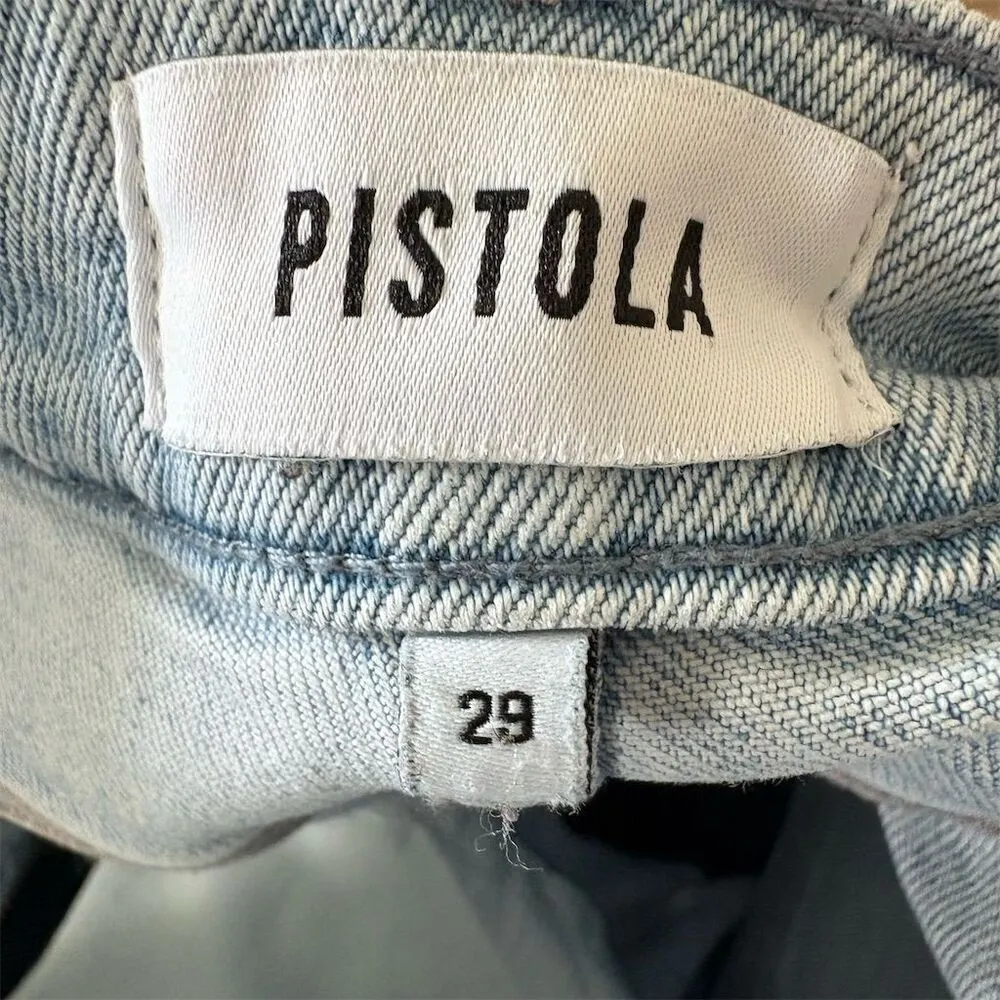 Pistola Cropped High Rise Jeans Light Wash Distressed Fray Hem Size 29 Blue - Image 5