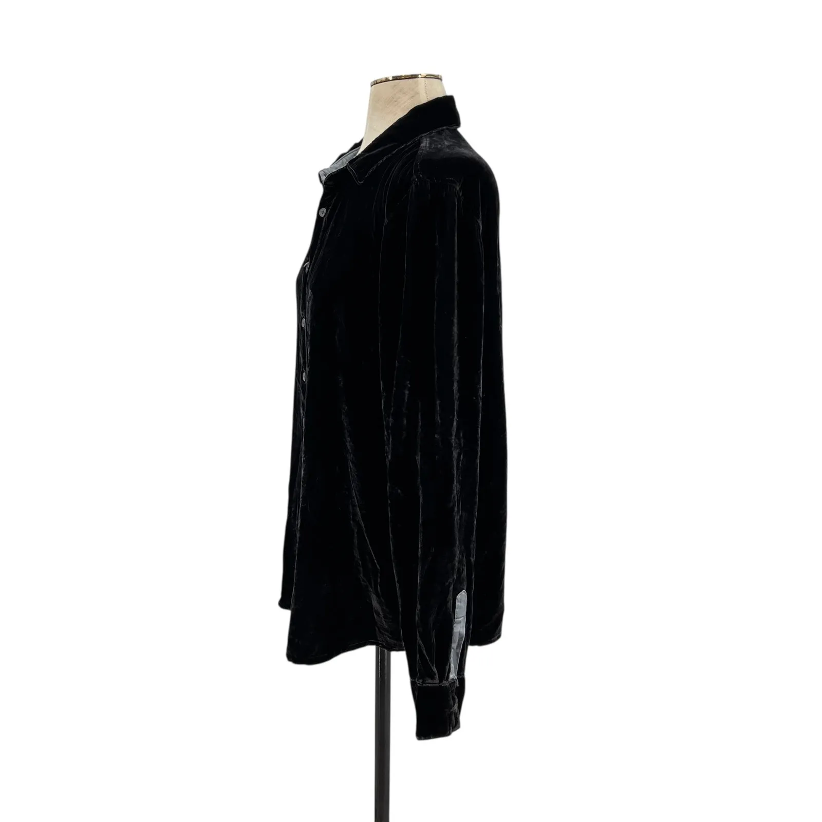 CP‎ Shades Romy Velvet Button-up Shirt Blouse Gray Blue Size Large - Image 5