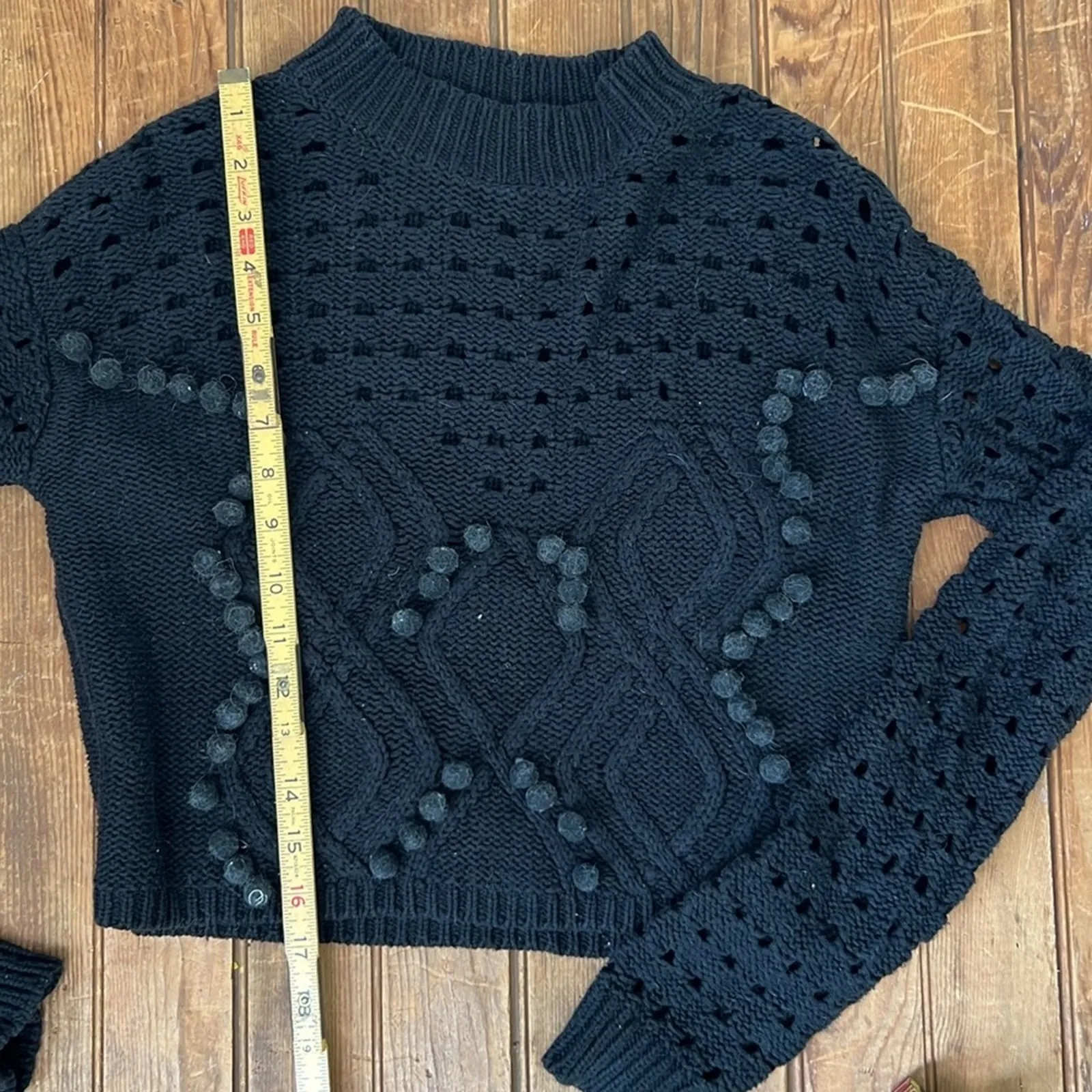 Women’s 7 Wonders black mock neck cotton black cropped cardigan size 4 - Image 3