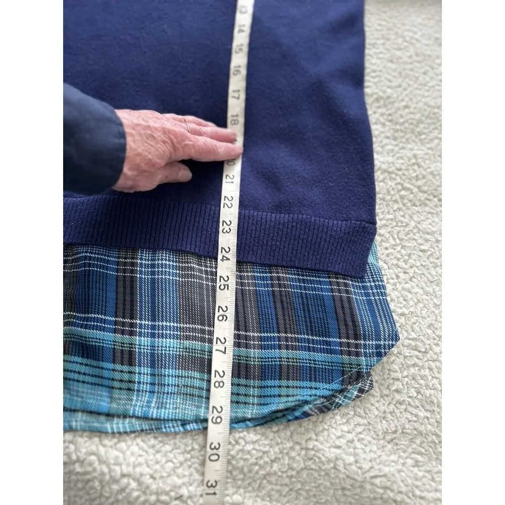 Faded Glory Shirt Sweater Layered Tunic Top Collared Blue Size L - Image 7