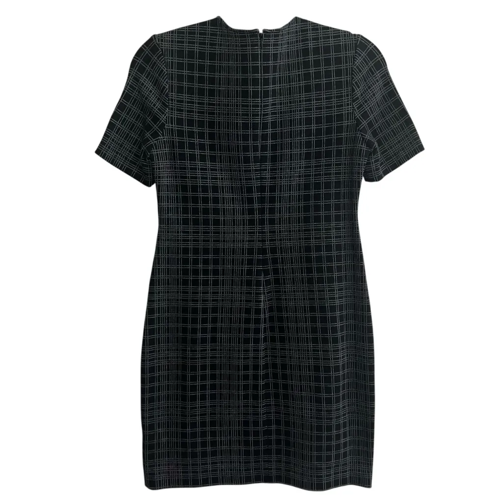Theory Rijik Short Sleeve Structured Knit Dress Plaid Windowpane Pattern - Image 6