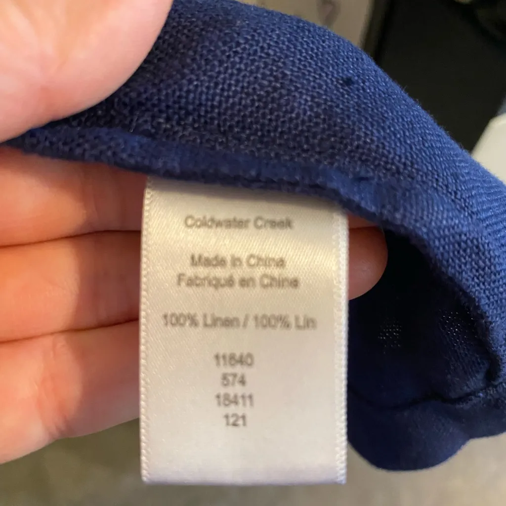 Coldwater Creek Navy Blue Linen Oversized Blazer Coastal Grandma Old Money - Image 3