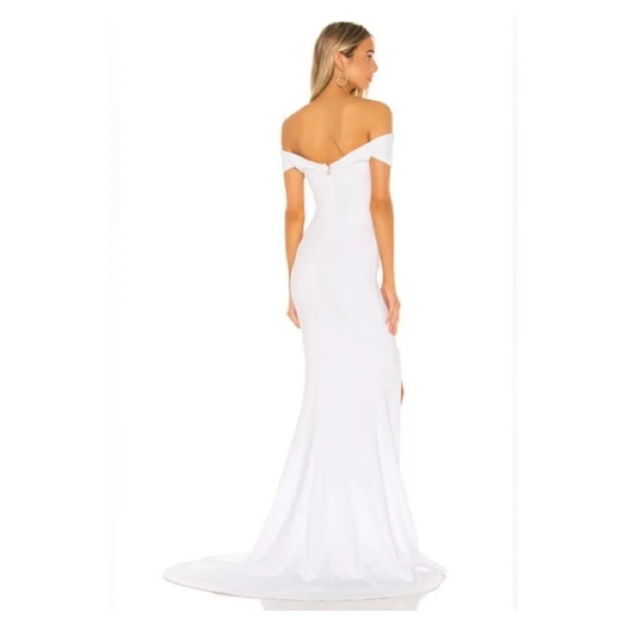NWT Nookie Neptune White Off-Shoulder Mermaid Gown Size L Prom Bridal - Image 2